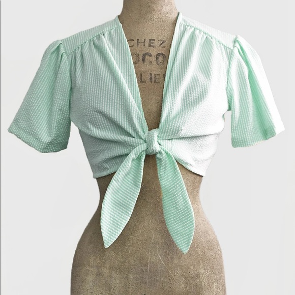 ISO: Loco Lindo Green Seersucker Playsuit Romper - Picture 2 of 4